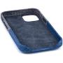 Dockem Wallet Case for iPhone 12 Mini: Built-in Metal Plate for Magnetic Mounting & 1 Credit Card Holder Slot: 5.4'' Luxe M2, Canvas Style Synthetic Leather (Blue and Grey)