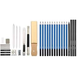 Brilliant Bee Professional Artist Sketch Kit, Graphite, Charcoal and More, 33 Total Pieces