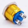 Twidec / 16mm Waterproof Golden Metal Shell Momentary Flat Push Button Switch 3A/12~250V SPST 1NO Start Button for car Modification Switch（Quality Assurance for 1 Years） M-16-GLD-P