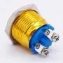 Twidec / 16mm Waterproof Golden Metal Shell Momentary Flat Push Button Switch 3A/12~250V SPST 1NO Start Button for car Modification Switch（Quality Assurance for 1 Years） M-16-GLD-P