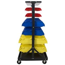 Erie Tools TLPB04 60 Parts Bin Storage Shelving with Locking Wheels for Shop Garage or Home Storage