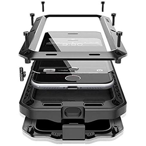 iPhone 8 Case,iPhone 7 Case,Marrkey 360 Full Body Protective Cover Heavy Duty Shockproof [Tough Armour] Aluminum Alloy Metal Case with Silicone Built-in Screen Protector for iPhone 7/8 - Black