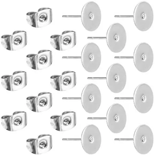 600PCS Hypoallergenic Stainless Steel Earrings Posts(5mm/6mm/8mm) Flat Pad Blank Earring Pin Studs with 600PCS Butterfly Earring Backs for Jewelry Making Findings,Total 1200 Pieces 600PCS Hypoallergenic Stainless Steel Earrings Posts(5mm/6mm/8mm) Flat Pad Blank Earring Pin Studs with 600PCS Butterfly Earring Backs for Jewelry Making Findings,Total 1200 Pieces
