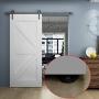 JUBEST Black Aluminum Floor Guide for Sliding Barn Door Hardware Set of 2