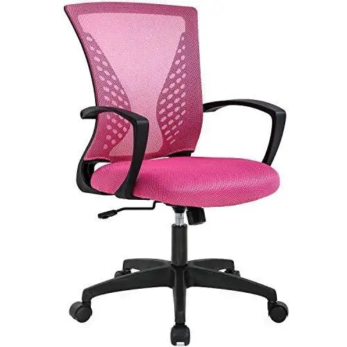 Office Chair Desk Chair Computer Chair with Lumbar Support Armrest Mid Back Rolling Swivel Task Adjustable Mesh Ergonomic Chair for Women Adults, Pink Office Chair Desk Chair Computer Chair with Lumbar Support Armrest Mid Back Rolling Swivel Task Adjustable Mesh Ergonomic Chair for Women Adults, Pink
