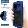 Simicoo Samsung S20 Ultra Metal Bumper Silicone Case Hybrid Military Shockproof Heavy Duty Rugged Defender case Built-in Screen Protector Stand Camera Lens Protector Cover for S20 Ultra (Blue)