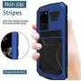 Simicoo Samsung S20 Ultra Metal Bumper Silicone Case Hybrid Military Shockproof Heavy Duty Rugged Defender case Built-in Screen Protector Stand Camera Lens Protector Cover for S20 Ultra (Blue)
