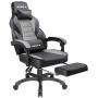 BOSSIN Gaming Chair Office Computer Desk Chair with Footrest and Headrest Racing Game Ergonomic Design Large Size High-Back E-Sports Chair PU Leather Swivel Chair Sillas Gaming (Gray)