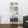 HOME BI 4-Tier Industrial Ladder Shelf Bookcase, Plant Stand Storage Rack Shelves, Vintage Furniture for Living Room, Bedroom, Office, White