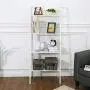 HOME BI 4-Tier Industrial Ladder Shelf Bookcase, Plant Stand Storage Rack Shelves, Vintage Furniture for Living Room, Bedroom, Office, White HOME BI 4-Tier Industrial Ladder Shelf Bookcase, Plant Stand Storage Rack Shelves, Vintage Furniture for Living Room, Bedroom, Office, White