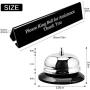 UCEC Call Bell, NO Receptionist Sign, 3.35 Inch Metal Construction Desk Service Dinner Bell, Please Ring Bell Sign for Service Assistance for Hotels, Schools, Restaurants, Reception Areas, Hospitals