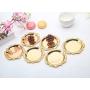 QTKJ 18K Plating Round Heavy Metal Charger Plate, Set of 7 Pieces Mini Cake Plates Metal Wedding Birthday Party Dish Cupcake plates(Gold)