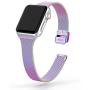 SWEES Compatible with iWatch 38mm 40mm 42mm 44mm, Stainless Steel Metal Narrow Small Soft Thin Replacement Compatible for iWatch Series 6 5 4 3 2 1 SE Women Men, Black, Champagne, Silver, Rose Gold