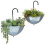 GIFTME 5 Set of 2 Galvanized Metal Umbrella Hanging Wall Planter Flower Holder Indoor or Outdoor Garden Succulent Wall Planter Set