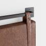 Nathan James Harlow Wall Mount Faux Leather or Fabric Upholstered Headboard, Adjustable Height Vintage Brown Straps with Black Matte Metal Rail, King