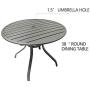 Fit Right 5 Pieces Outdoor Dining Set Patio Furniture with Metal Slat Finish, Steel Tube 38'' Round Dining Table and Patio Chairs with 1‘5“ Umbrella Hole