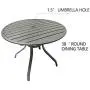 Fit Right 5 Pieces Outdoor Dining Set Patio Furniture with Metal Slat Finish, Steel Tube 38'' Round Dining Table and Patio Chairs with 1‘5“ Umbrella Hole Fit Right 5 Pieces Outdoor Dining Set Patio Furniture with Metal Slat Finish, Steel Tube 38'' Round Dining Table and Patio Chairs with 1‘5“ Umbrella Hole
