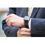 Surace Compatible with Apple Watch Band 38mm 40mm, Genuine Leather Watch Strap Stainless Steel Square Buckle Compatible for Apple Watch Series 4 Series 5 40mm,Indigo White Orange Band+Silver Buckle