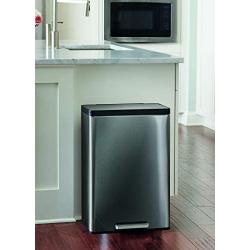 Rubbermaid Elite Stainless Steel Metal Step-On Trash Can for Home and Kitchen, 12 Gallon, Charcoal