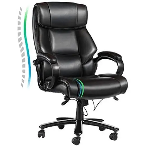 VANSPACE Big and Tall Executive Office Chair 400lb High Back Ergonomic Desk Chair Bonded Leather Chair - Heavy Duty Metal Base, Thick Padding, Adjustable Swivel Chair VANSPACE Big and Tall Executive Office Chair 400lb High Back Ergonomic Desk Chair Bonded Leather Chair - Heavy Duty Metal Base, Thick Padding, Adjustable Swivel Chair