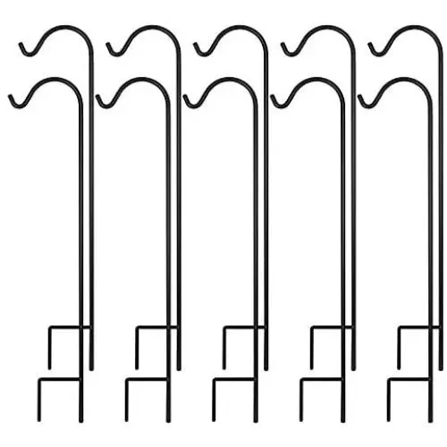 FEED GARDEN Shepherds Hook 48 Inch Super Strong Metal Garden Hooks for Hanging Bird Feeders, Flower Pots, Lanterns, Wedding Decor, Holiday Decorations, Black, 10 Pack FEED GARDEN Shepherds Hook 48 Inch Super Strong Metal Garden Hooks for Hanging Bird Feeders, Flower Pots, Lanterns, Wedding Decor, Holiday Decorations, Black, 10 Pack