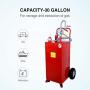 SUNCOO 30 Gallon Portable Gas Caddy Fuel Storage Tank on Wheels Gasoline Fluid Diesel with Pump &Hard Tube Red