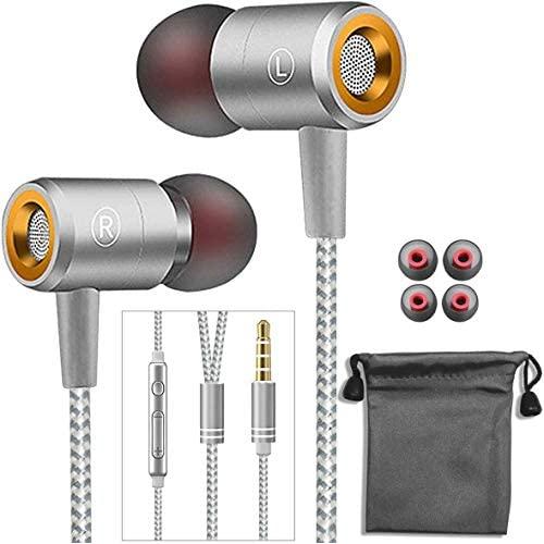 Earphones,in-Ear Earbuds Headphones Wired Headphone Metal Noise Cancelling Stereo Heave Bass with Mic and Remote for Phones,Samsung Galaxy,MP3 Players and All 3.5mm Music Device