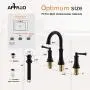3 Hole Matte Black Widespread Bathroom Sink Faucet, 2 Handle Lavatory Vessel Faucets with Pop Up Drain Assembly and Soap Dispenser, APPASO