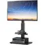 Rfiver Universal Swivel Floor TV Stand with Mount for 32-65 inch Flat Screens/Curved TVs up to 110lbs, Tall TV Stand with Black Tempered Glass Base and 2-Tier Storage Shelves, Height Adjustable. Rfiver Universal Swivel Floor TV Stand with Mount for 32-65 inch Flat Screens/Curved TVs up to 110lbs, Tall TV Stand with Black Tempered Glass Base and 2-Tier Storage Shelves, Height Adjustable.