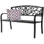 VINGLI 50'' Patio Park Garden Bench Outdoor Metal Benches,Cast Iron Steel Frame Chair Front Porch Path Yard Lawn Decor Deck Furniture Clearance