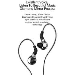 BLON BL03 in Ear Earphone,10mm Carbon Diaphragm Dynamic Drive in Ear Earphone, Metal Shell Bass HiFi DJ in Ear Monito with 2pin Detachable Cable with Mic Earphone(Silver with Mic)