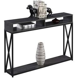 Convenience Concepts Tucson Deluxe 2-Tier Console Table, Charcoal Gray/Black