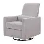 DaVinci Piper Upholstered Recliner and Swivel Glider in Grey with Cream Piping, Greenguard Gold Certified
