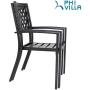 PHI VILLA Patio Metal 3 Piece Bistro Chairs and Table Furniture Set - Black
