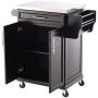 HOMCOM Wood Stainless Steel Multi- Storage Rolling Kitchen Island Utility Cart with Wheels - Black
