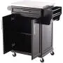 HOMCOM Wood Stainless Steel Multi- Storage Rolling Kitchen Island Utility Cart with Wheels - Black HOMCOM Wood Stainless Steel Multi- Storage Rolling Kitchen Island Utility Cart with Wheels - Black