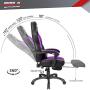 BOSSIN Racing Style Gaming Chair Office Computer Desk Chair with Footrest and Headrest, Ergonomic Design, Large Size High-Back E-Sports Chair, PU Leather Swivel Chair Sillas Gaming (Purple)