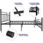 Metal Bed Frame Queen Size with Vintage Headboard and Footboard Platform Base Wrought Iron Bed Frame Black
