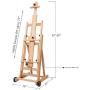 MEEDEN Versatile Studio H-Frame Easel - All Media Adjustable Beech Wood Studio Easel, Painting Floor Easel Stand, Movable and Tilting Flat Available, Holds Canvas Art up to 77''