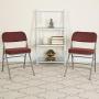 Flash Furniture HERCULES Series Premium Curved Triple Braced & Double Hinged Burgundy Fabric Metal Folding Chair