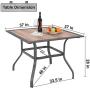 Sophia & William Patio Dining Table Umbrella Table Outdoor Coffee Bistro with Hole for Lawn Garden Pool Sturdy Metal Steel Frame Easy to Care Special Wood-Like Table top Design 37'' x 37'' Square Table