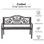 Laurel Canyon 50'' Outdoor Patio Bench, Cast Iron 2-Person Metal Seating with Floral Design Backrest Furniture Chair for Porch Backyard Garden Pool Deck, Dark Brown Laurel Canyon 50'' Outdoor Patio Bench, Cast Iron 2-Person Metal Seating with Floral Design Backrest Furniture Chair for Porch Backyard Garden Pool Deck, Dark Brown