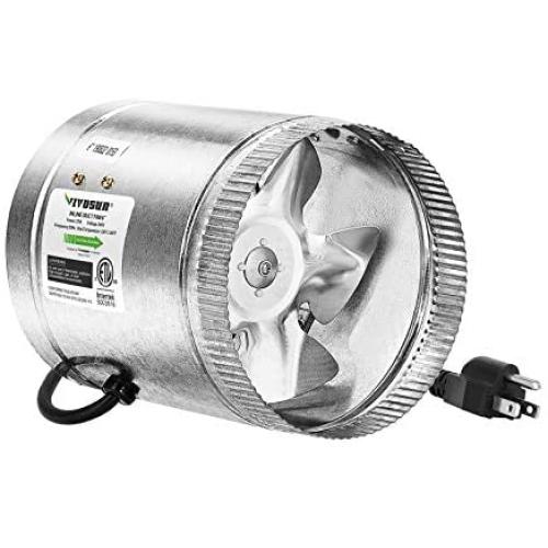 VIVOSUN 6 inch Inline Duct Fan 240 CFM, HVAC Exhaust Intake Fan, Low Noise & Extra Long 5.5 Grounded Power Cord