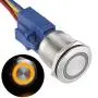 APIELE 22mm Latching Push Button Switch 12V DC Angel Eye LED Waterproof Stainless Steel Round Metal 1NO1NC Self-Locking for 7/8 Mounting Hole (Yellow) APIELE 22mm Latching Push Button Switch 12V DC Angel Eye LED Waterproof Stainless Steel Round Metal 1NO1NC Self-Locking for 7/8 Mounting Hole (Yellow)
