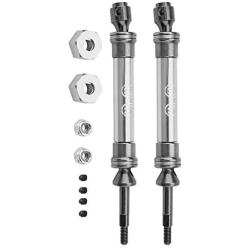 keyren Rear Drive Shaft RC Truck Drive Shaft, 2pcs SLA031 Upgrade Parts CVD Transmission Axle, Metal for Traxxas Slash 4X4 1/10 Truck RC Car(SLA031T Titanium Gray)