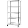 Seville Classics UltraDurable Commercial-Grade 5-Tier NSF-Certified Wire Shelving with Wheels, 36'' W x 18'' D x 72'' H, x x, Plated Steel