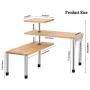 HYNAWIN 3 Tier Corner Shelf Bamboo & Metal Storage Spice Rack-Desk Bookshelf Display Shelves Space Saving Organizer -Adjustable Rack for Kitchen,Bed Room, Office-Best Home Décor (Upgraded Shelf)