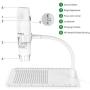 Wireless Digital Microscope, Pancellent 1080P 50X to 1000X Magnification Microscopy with 8 LED, USB Handheld Camera with Light Compatible for iPhone Android, iPad Windows Mac(White)