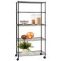 BestOffice 14''x30''x60'' Storage Shelves Heavy Duty Shelving 5 Tier Layer Wire Shelving Unit with Wheels Metal Wire Shelf Standing Garage Shelves Storage Rack,Adjustable NSF Certified(Black)
