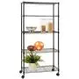 BestOffice 14''x30''x60'' Storage Shelves Heavy Duty Shelving 5 Tier Layer Wire Shelving Unit with Wheels Metal Wire Shelf Standing Garage Shelves Storage Rack,Adjustable NSF Certified(Black)